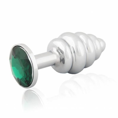 Малая ребристая пробка из медицинской стали, зеленая