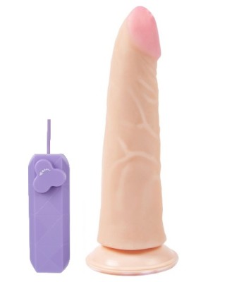 Вибратор из кибер-кожи с выносным пультом (17,5х3,5 см)