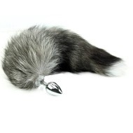 Анальная стальная пробка с черным хвостом, малая